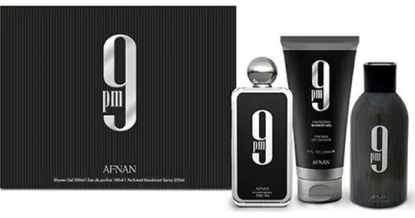 Afnan 21:00 / Dárková sada / Parfémovaná voda 100 ml / Sprchový gel 200 ml / Deospray 250 ml (viv-pAFN090)