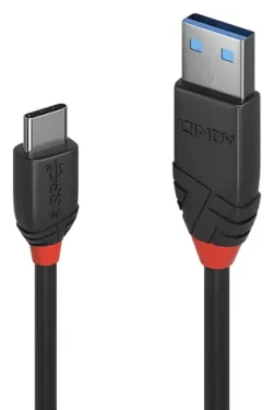 Lindy černá / USB kabel / USB-A - USB-C / 1,5 m / 10 Gbit/s (36917)