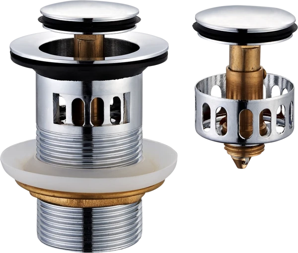 JB Sanitary Umyvadlová výpusť 5/4" s přepadem, malá zátka, chrom VK04