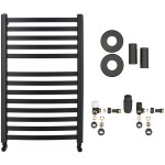CERANO Koupelnový radiátorový set Paolo - ústřední vytápění - boční připojení - 568W - černá matná - 850x550 mm