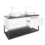 Koupelnová skříňka s kamennou krycí deskou SAT B-Way 119x30x45 cm bílá lesk BWAY120WU2B2BF BWAY120WU2B2BF