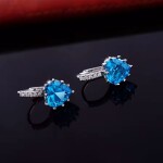 Náušnice Swarovski Elements Elizabeth Topaz - srdíčko, Světle modrá