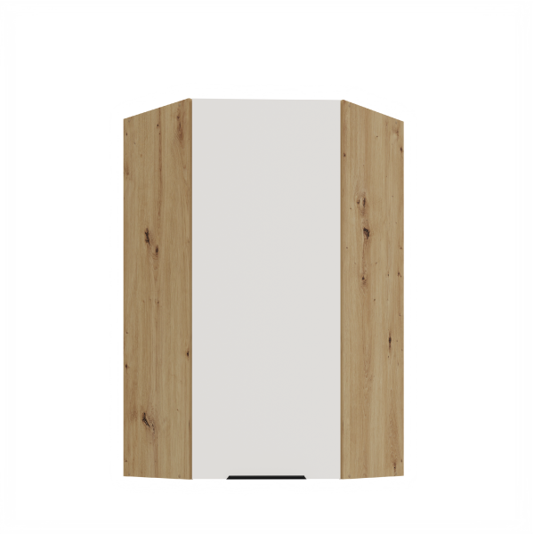 Horní rohová skříňka Aria 60x60 GN-108 1F (45°) Barva korpusu: Dub artisan, Barva dvířek: WH - Crystal white AFM