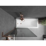 MEXEN/S - Next L vanová zástěna FIX 90 x 150, grafit, růžové zlato 895-090-000-03-40-60