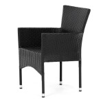 Židle zahradní, černý umělý ratan, kov, stohovatelná.