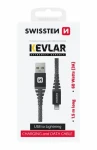 SWISSTEN KEVLAR datový kabel Lightning 1.5m šedá / 60W / 3A / 1x USB-A(M) / 1x Lightning(M) (71543010)