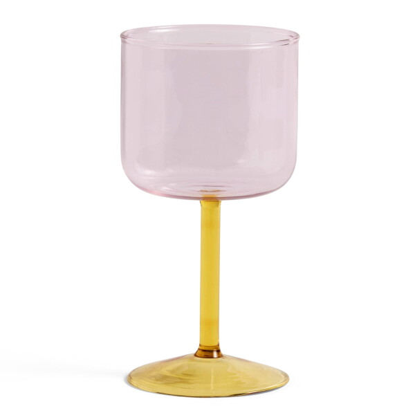 HAY Sklenice na víno Tint Pink/Yellow – set 2 ks, růžová barva, žlutá barva, sklo, 250 ml