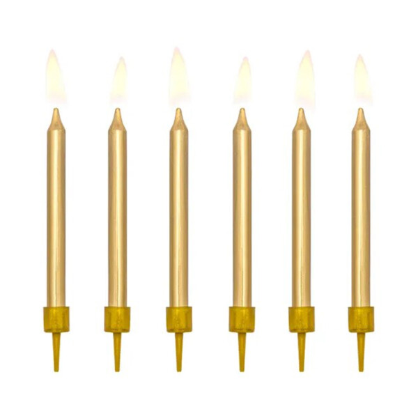 Svíčky dortové zlaté 6 ks