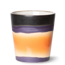 HK living Keramický hrnek 70's Mug Lunar 180 ml, fialová barva, oranžová barva, keramika