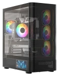 MODECOM Volcano AQ400 ARGB černá / Skříň / ATX / tvrzené sklo / ARGB podsvícení / 1x USB-C 3.2 / 2x USB 3.0 (MC-A-AQ400-4FA-B)