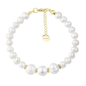 Luxusní perlový náramek Debora Gold - chirurgická ocel, Zlatá 16 cm + 3 cm (prodloužení) Bílá