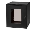 LEXI-Net 19" nástěnný rozvaděč Basic 12U 520x450, skleněné dveře, bez zad, rozložený, černý EDF_1232036