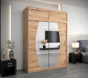 Šatní skříň Abi E0 s nástavcem Barva korpusu: Dub artisan, Rozměry: 180 cm, Dveře: Dub artisan