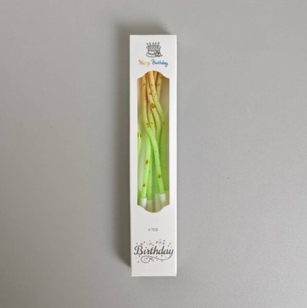 Dortisimo Svíčky spirálové zeleno-žluté se zlatým zdobením (6 ks)