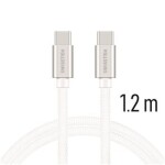 Swissten 71527203 USB-C na USB-C, USB 2.0, zástrčka C - zástrčka C, opletený, 1,2m, stříbrný