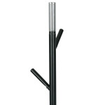 Věšák stojanový, výška 179 cm, kovová konstrukce, černý matný lak, nosnost 6 kg