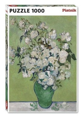 Puzzle Van Gogh: Váza s bílými růžemi 1000 dílků