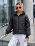 Dámská prošívaná bunda s kapucí, černá, FashionStreet TY5759 XXL