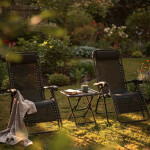 Sada 2 polohovacích zahradních židlí se stolem - černá