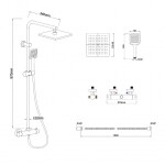 Erga Bodo Therm, sprchová souprava s termostatickou baterií a dešťovou hlavicí 23x23cm, černá matná, ERG-YKA-BP.BODO-THERM-23-BLK