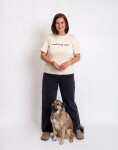 Tričko Freshlabels Woof laugh love Ecru