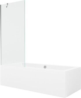 MEXEN/S - Cube obdélníková vana 180 x 80 cm s panelem + vanová zástěna 80 cm, transparent, chrom 550518080X9508000001