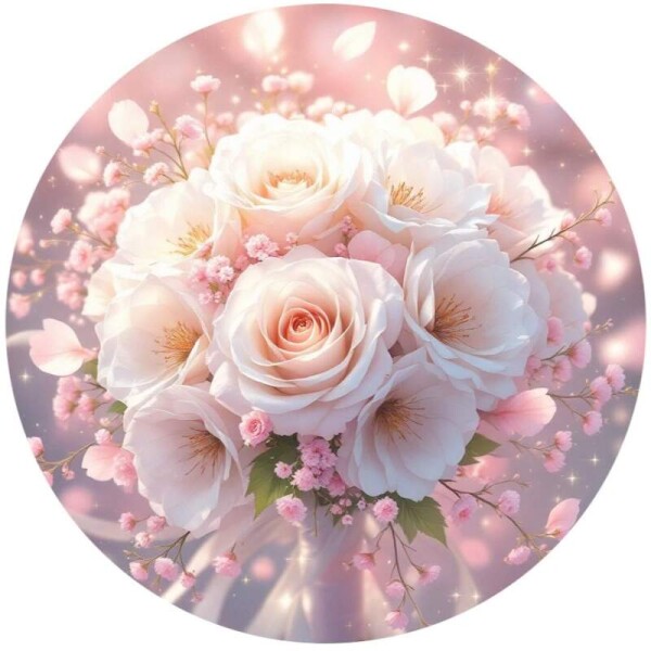 Obrázek Jedlý papír na dort Kytice růží bílá