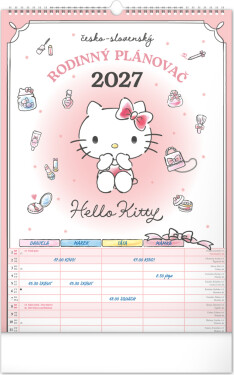 NOTIQUE Nástěnný kalendář Rodinný plánovací Hello Kitty XL 2027, 33 x 46 cm