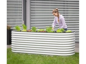 Kovový vyvýšený záhon – Grow Faster (d. 240 cm x š. 80 cm x v. 82 cm), stříbrný
