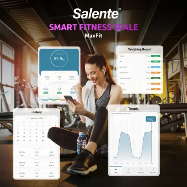 Salente MaxFit černá / Chytrá osobní váha / Bluetooth / do 180 kg / tělesná analýza (MAXFIT-BK)