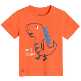 Tričko krátký rukáv s dinosaurem- oranžové - 92 ORANGE