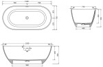 MEXEN - Rimini volně stojící vana z litého mramoru 150 x 75 cm, bílá mat 57241507500