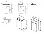 IDEAL STANDARD - Eurovit+ Skříňka s umývátkem, 55x35x20 cm, 1 dvířka, tmavě šedá R0570TI