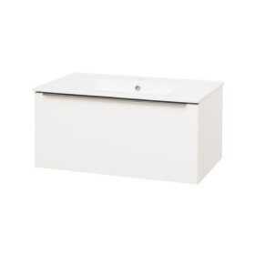MEREO - Mailo, koupelnová skříňka s keramickým umyvadlem 81 cm, bílá, chrom madlo CN516