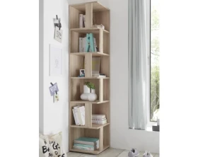 Rohový regál s přihrádkami Corner Shelf, dub sonoma