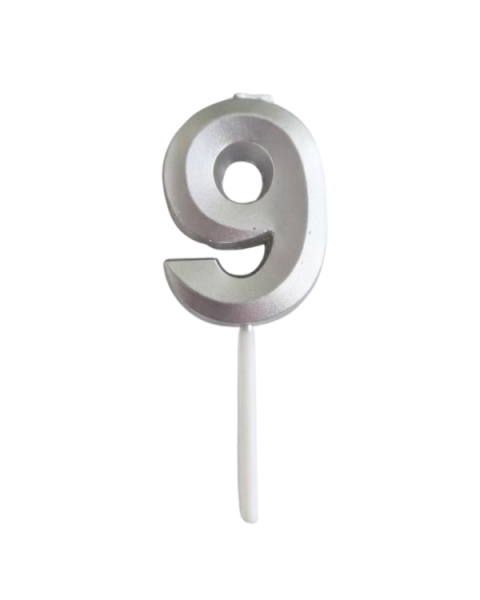 Dortisimo Svíčka s elegantním motivem číslo 9 stříbrná