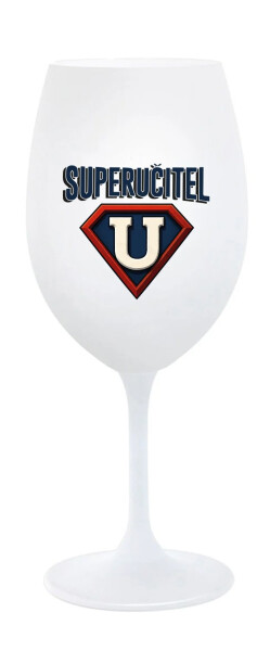 SUPERUČITEL (ZNAK) - bílá sklenice na víno 350 ml