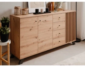Široká komoda Merida, 160 cm, dub artisan/antracit