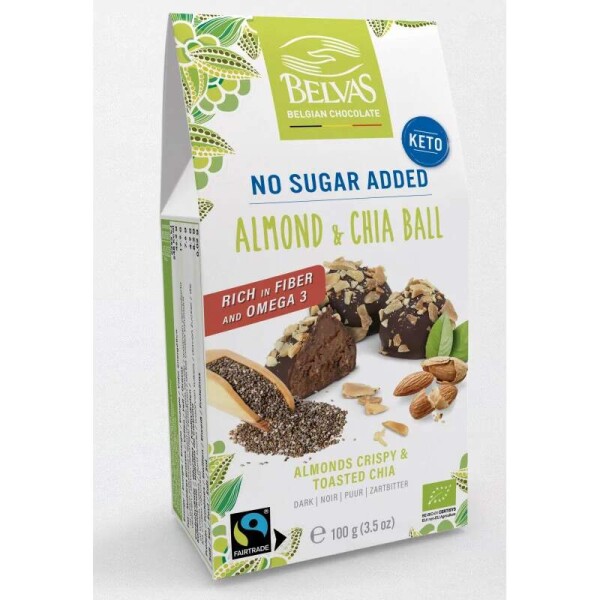 Belvas kakaové lanýže s mandlemi a semínky chia, bez přidaného cukru 100g