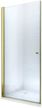 MEXEN - Pretoria sprchové dveře křídlové 80, transparent, zlatý se stěnovým profilem 852-080-000-50-00