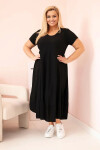 Dámské šaty plus size s krátkým rukávem a volánem z lehké viskózy černá UNI