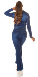 Sexy tmavý denim použitý vzhled flarred Jeans denimblue