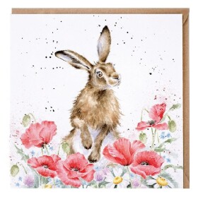 Přání Wrendale Designs Field of Flowers, 15x15 cm - Zajíc