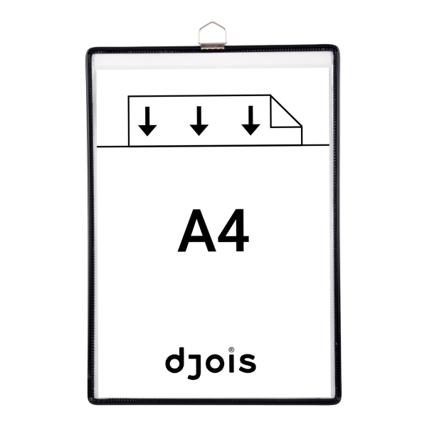 Djois rámeček s kapsou a očkem, A4, otevřený shora, černý, 5 ks