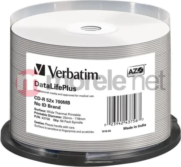 Verbatim CD-R 700 MB 52x 50 kusů / Optické médium / spindl (43756)