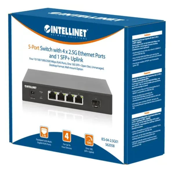 Intellinet Switch 4x 2,5G + 10G SFP+ / 5-port / Unmanaged / 2500 Mbps (562058)
