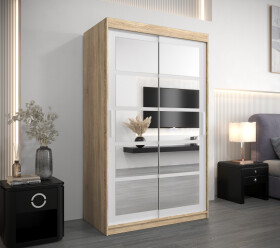 Šatní skříň Abi Ro2 Barva korpusu: Dub Sonoma, Rozměry: 120 cm, Dveře: Bílá