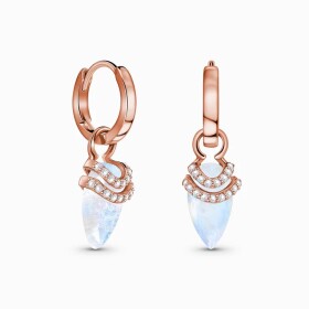 Royal Fashion náušnice 14k zlato Vermeil GU-DR23084E-ROSEGOLD-MOONSTONE-TOPAZ