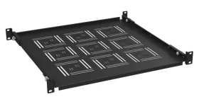 Solarix Police 19" 450mm černá / Police do racku / 1U / hloubka 450mm / úchyt na přední i zadní lišty / nosnost 40kg (80192451)