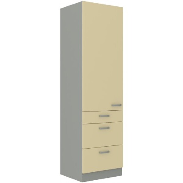 Vysoká potravinová skříňka 60 DKS-210 3S 1F - Premium box Barva korpusu: Šedá, Barva dvířek: Krémový lesk (Karmen)